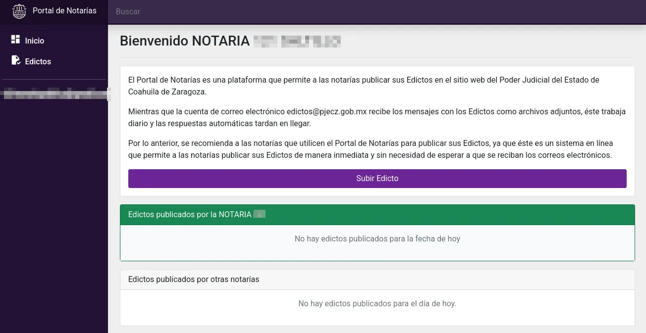 De clic en Edictos